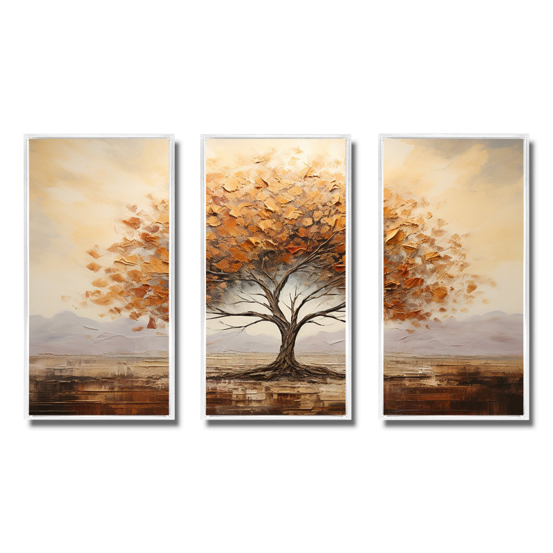 Arbre sauvage - Art mural africain, Cadre flottant blanc, H 28 po x l 36 po x P 1 po