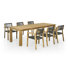 94" Bovey Reclaimed Teak Indoor Outdoor Dining Table Set With Six Rope & Teak Armchairs