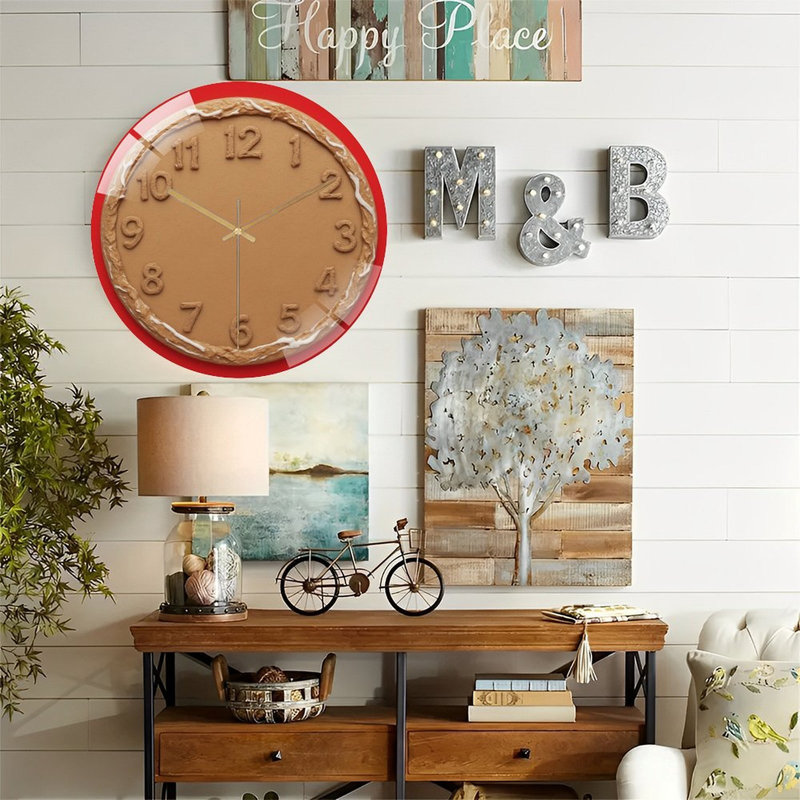 Horloge murale en verre d'épice-visage-chiffres-glaçage