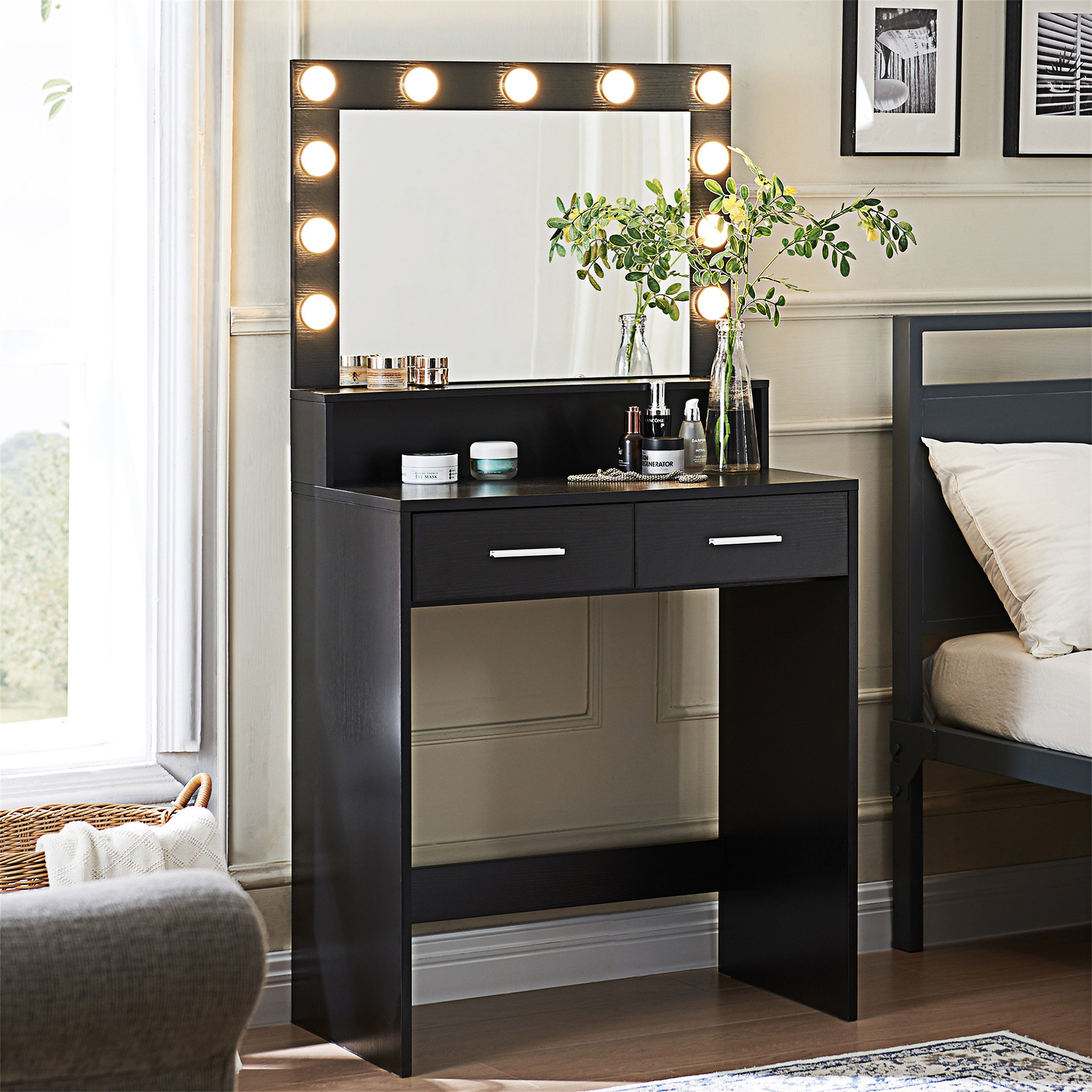Latitude Run® Vanity Desk With Mirror And Lights, Dressing Table With ...