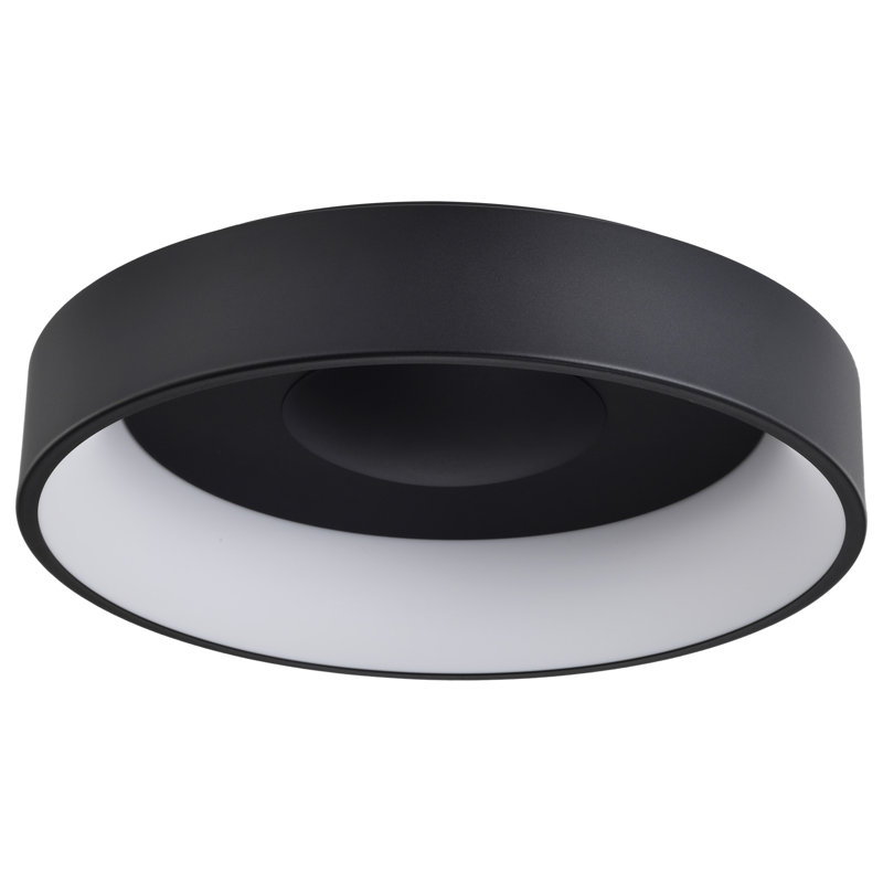 Plafonnier encastré 1 lumière DEL Lucien, Noir, H 6 po x l 23,5 po x P 23,5 po