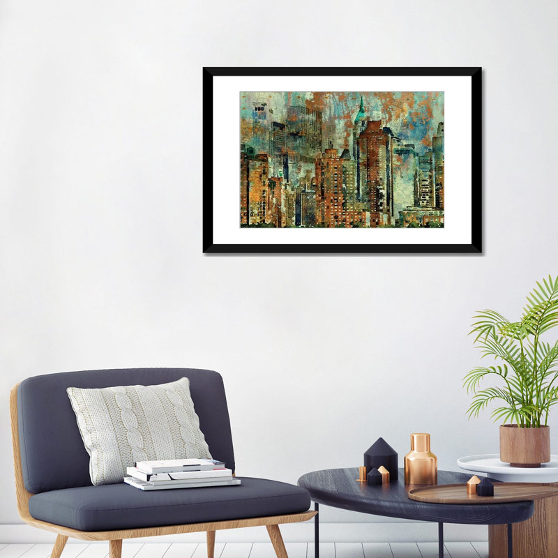 Reproduction d’art sur toile tendue new york, H 24 po x l 32 po x P 1 po, Papier d'art encadré noir, Blanc