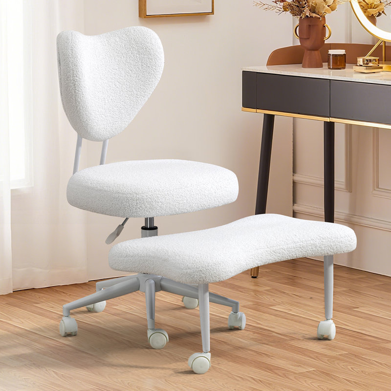 Chaise ergonomique pivotante à pieds croisés, chaise de bureau à hauteur ajustable et pivotante à 360 °, chaise de méditation et Adha avec support pour le dos, maison et bureau, chaise de yoga, beige