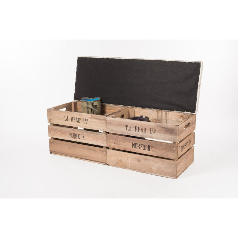 Alyson Wool Upholstered Storage Bench, Grey, Striped