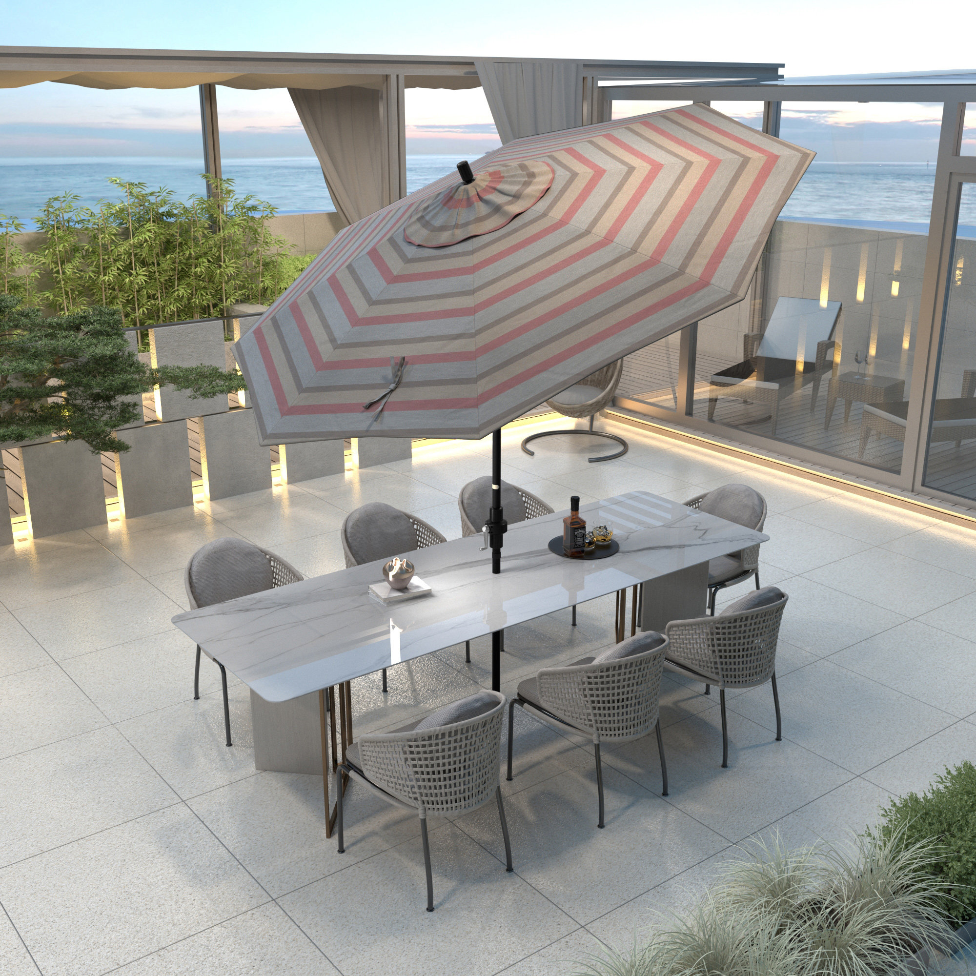 Garita 108'' Market Sunbrella® Umbrella, Gateway Mist Sunbrella®, Stone Black