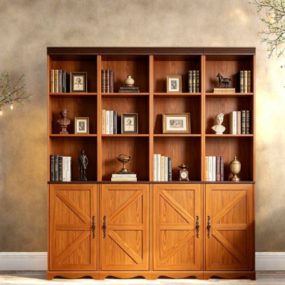 Bibliothèques modulaires avec rangement, armoire de ferme en bois aggloméré pour bureau à domicile