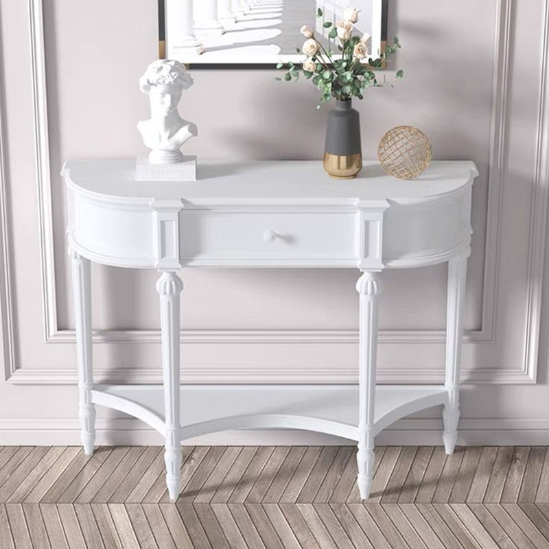 Table d'entrée en bois massif de style américain, H 34,6 po x l 47,2 po x P 14,9 po, Blanc