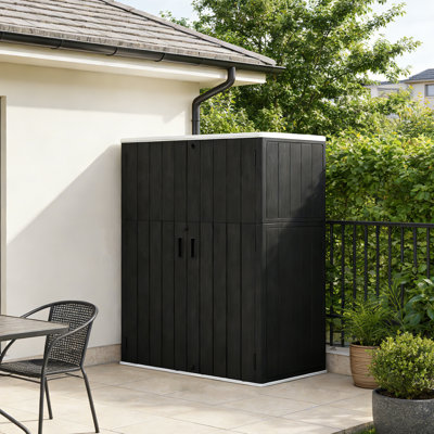 Storage Cabinet, Waterproof&Lockable Storage Shed For Garden,Patio,Backyard(57 Cu.Ft, Black)