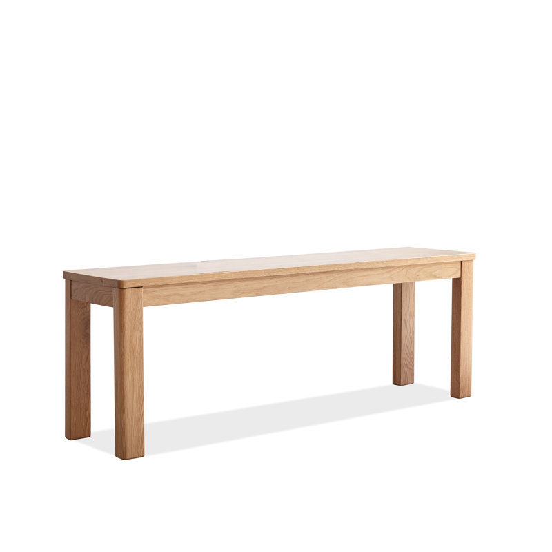 Banc de salle à manger en bois de chêne naturel, siège d'entrée ou de cuisine en bois massif de 39,37 po, banc carré non profilé