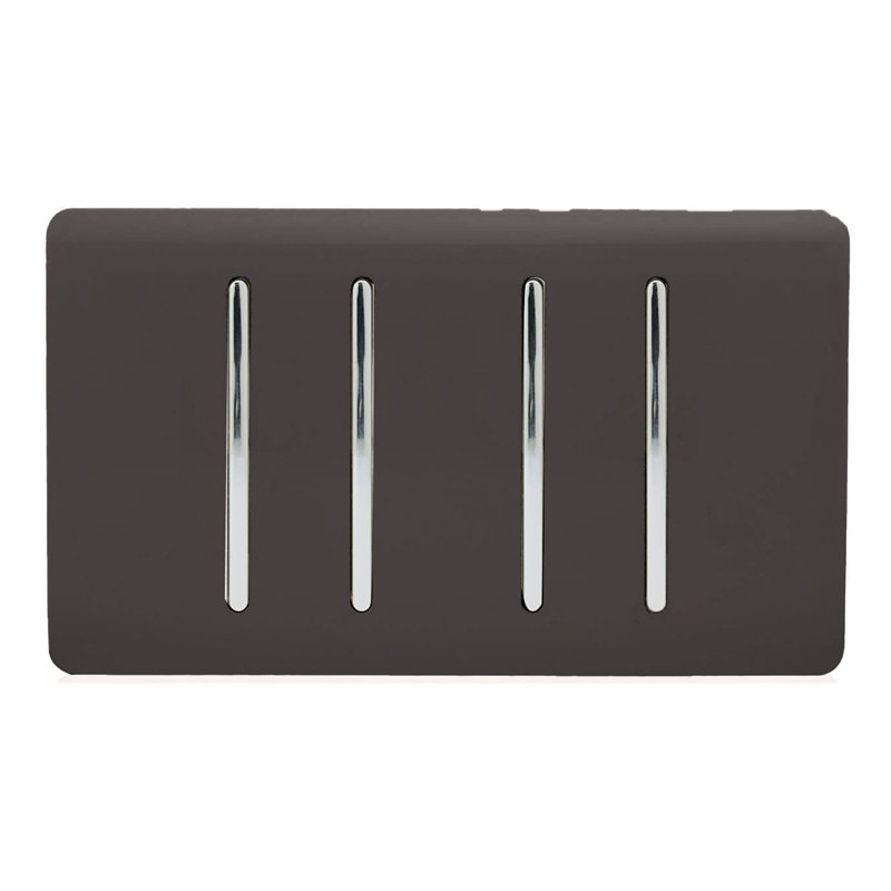 Trendi Switch 4 Gang Light Switch (3x 1 or 2 Way & 1 x Intermediate), Dark Brown