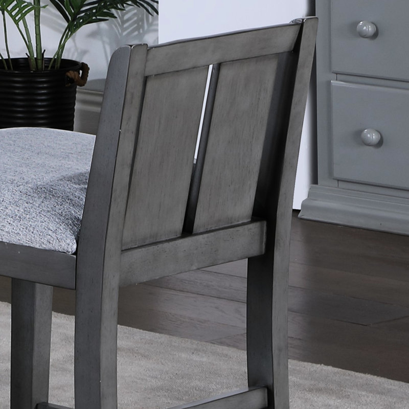 Duo de sièges à hauteur de comptoir de 20 po, revêtement gris avec repose-pieds, largeur de l'ensemble de 22 po, chaises en caoutchouc, sièges en tissu, profondeur de 17,5 po, bois