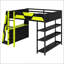 Lit mezzanine double avec bureau intégré, tablettes et lumières DEL pour jouer et étudier-511312091