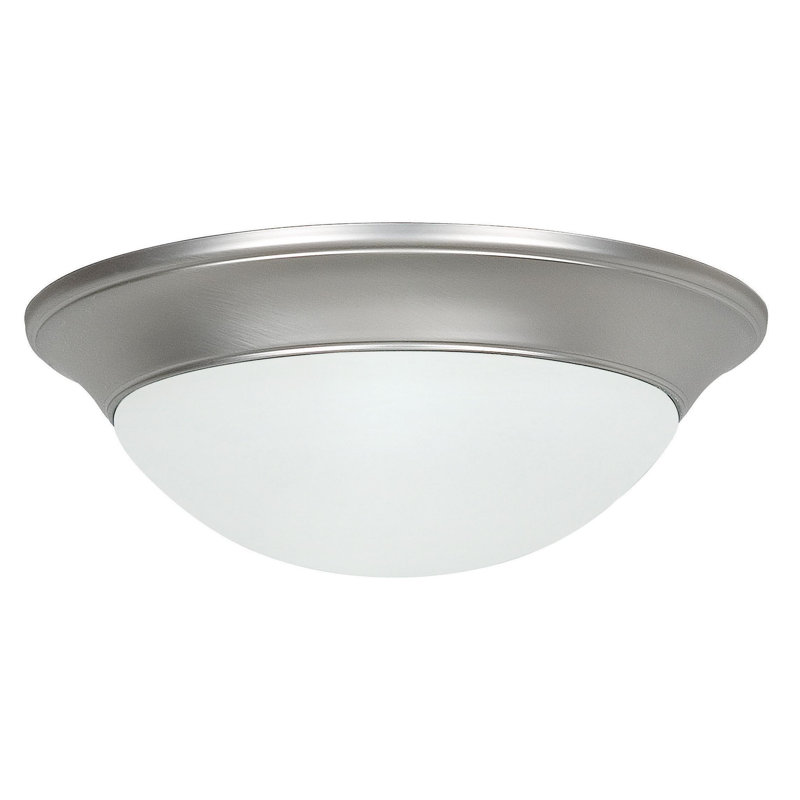Deyo Glass Flush Mount, 4.13" x 14" x 14", Satin Nickel