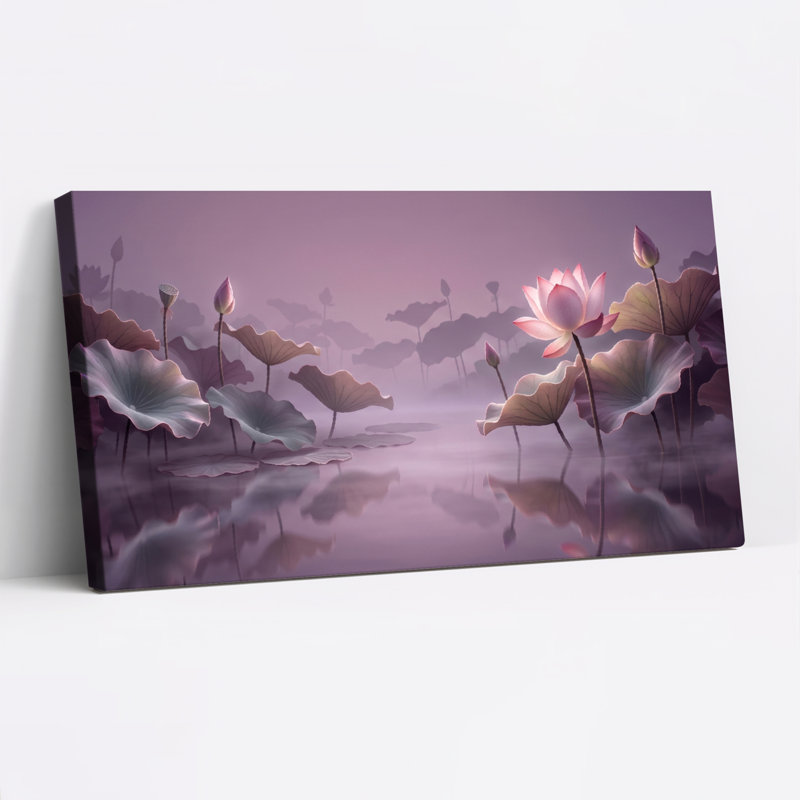 Ensemble de 1 tableau sur toile Lotus Pond, L 48 po x H 24 po, Toile tendue