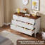 Commode cannelée à 6 tiroirs profonds, commode de rangement moderne en bois, blanc