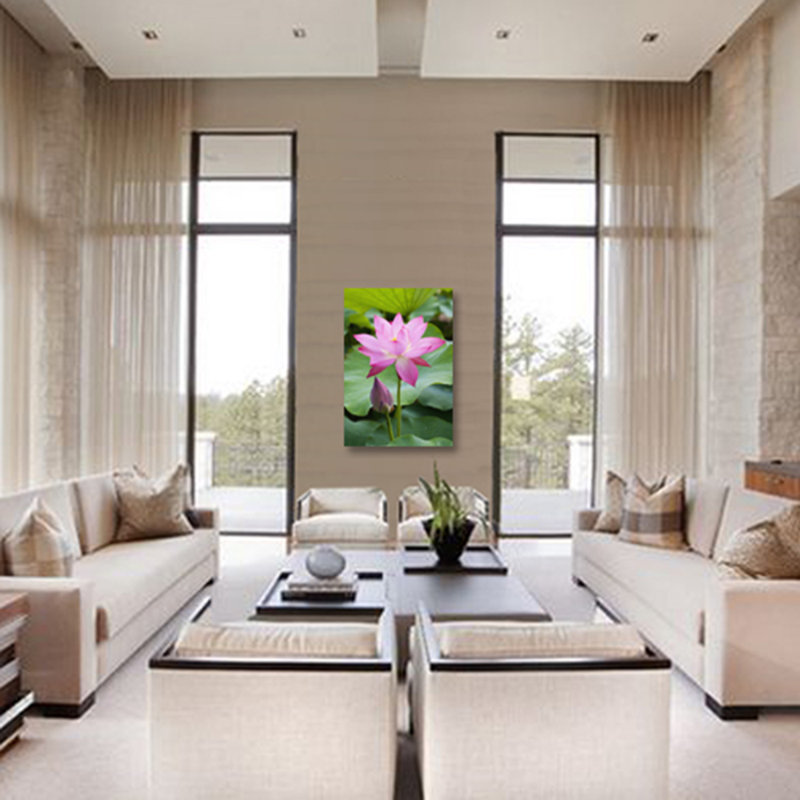Purple Lotus Flower Bloom Print, 60" H x 40" W x 1.5" D