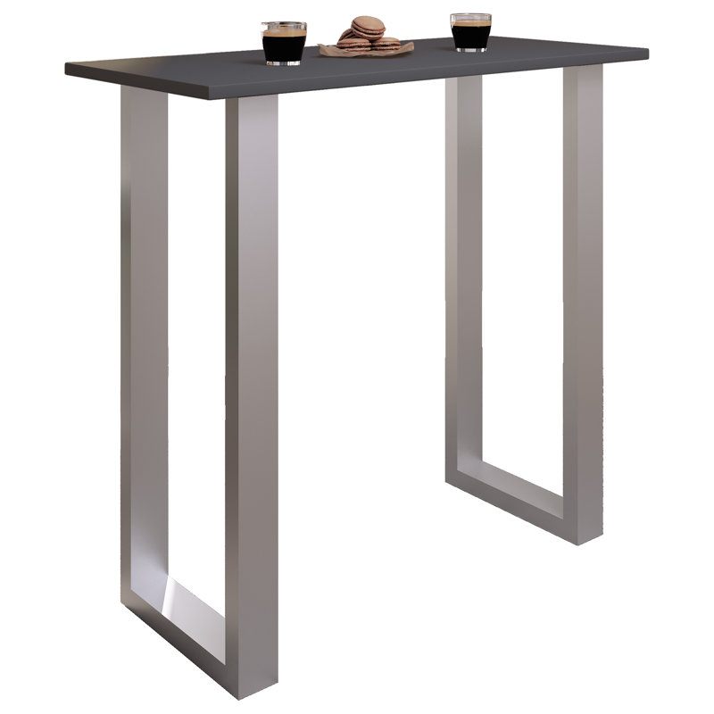Xona Bar Table, 102cm H x 110cm W x 50cm D, Matt brushed nickel, Black