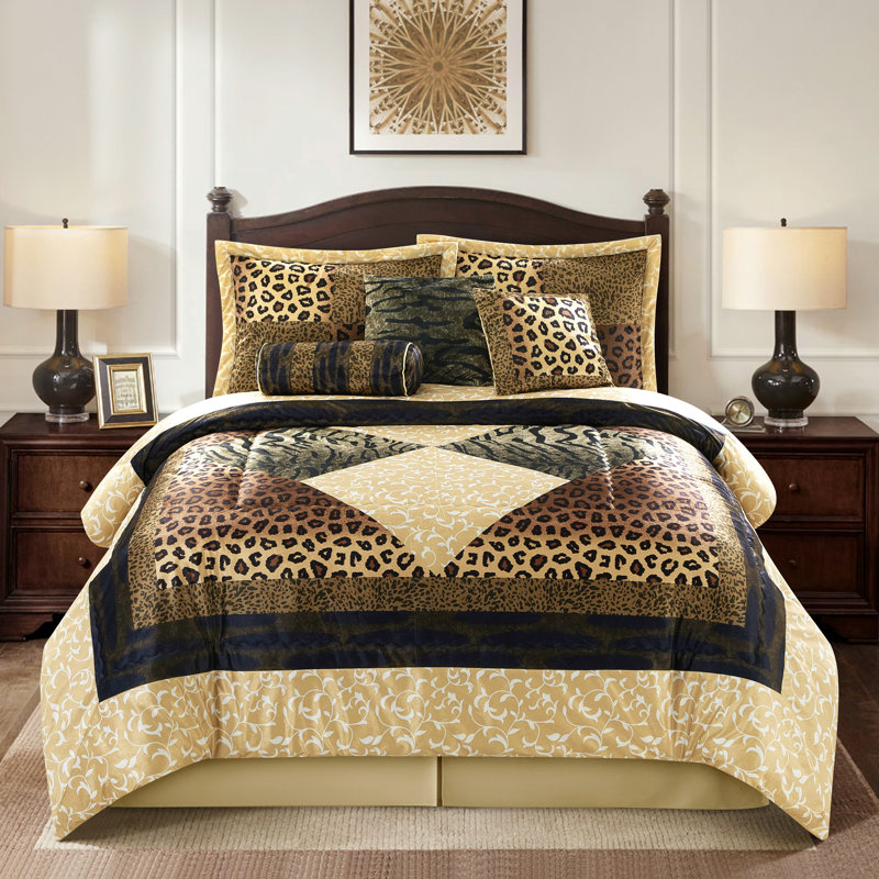 Tucson Comforter Set, Queen Comforter + 6 Additional Pieces, Beige/Brown/Black