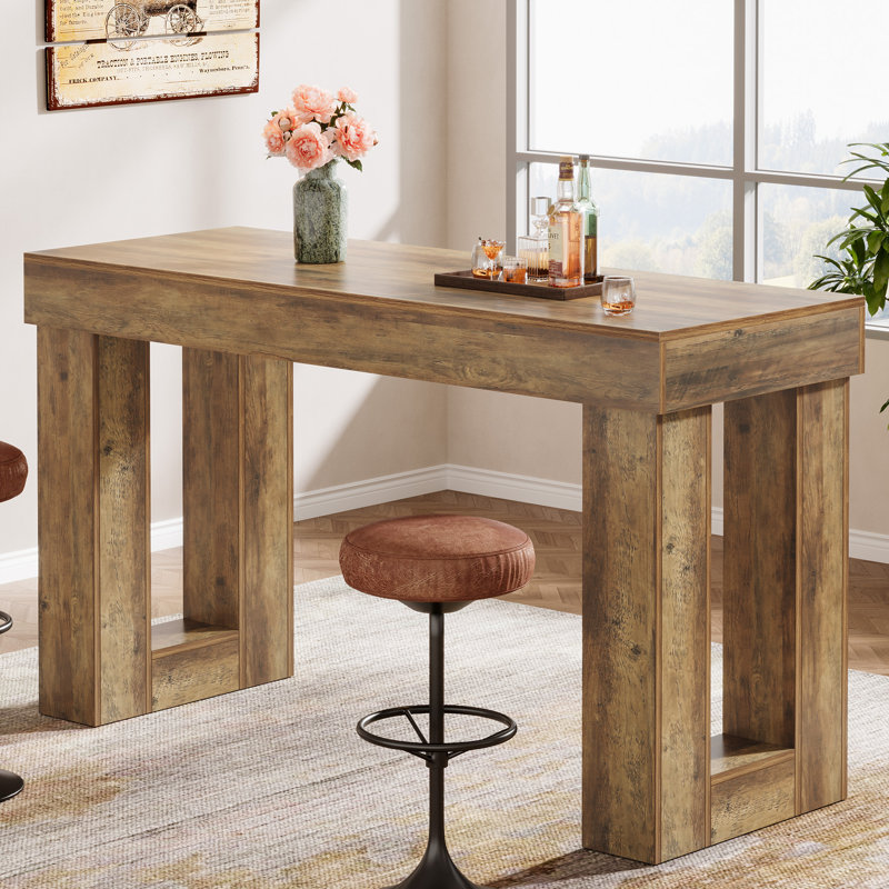 Table de bar à hauteur de comptoir de 63 pouces, table de pub en bois