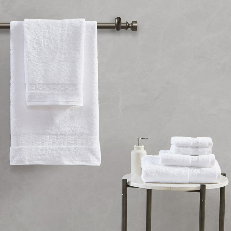 Ensemble de serviettes 100% coton 6 pièces, Blanc