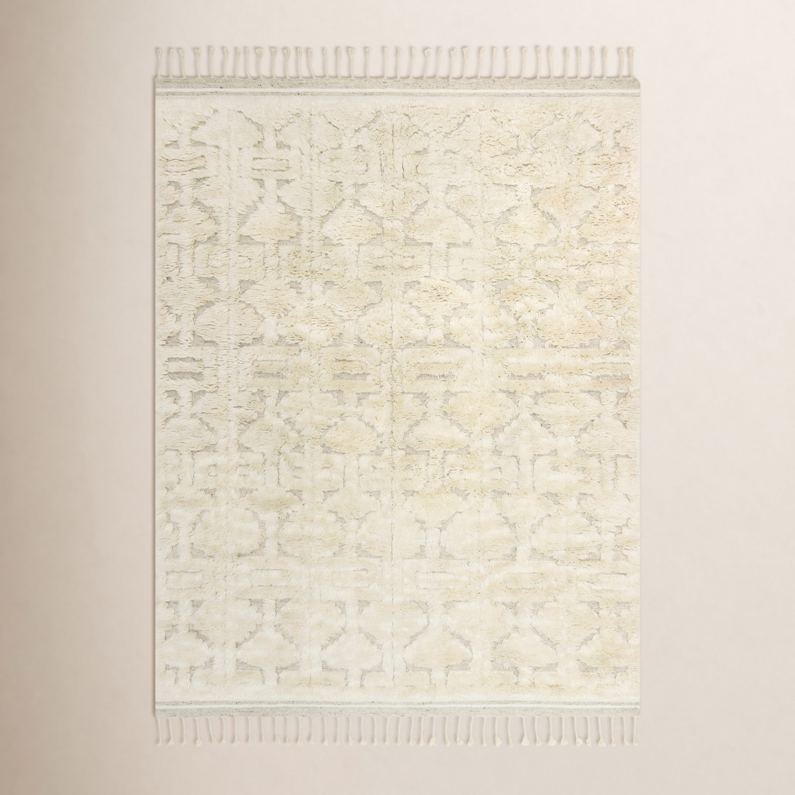 Michaela Beige Hand-Knotted Wool Rug, Rectangle 2' x 3'