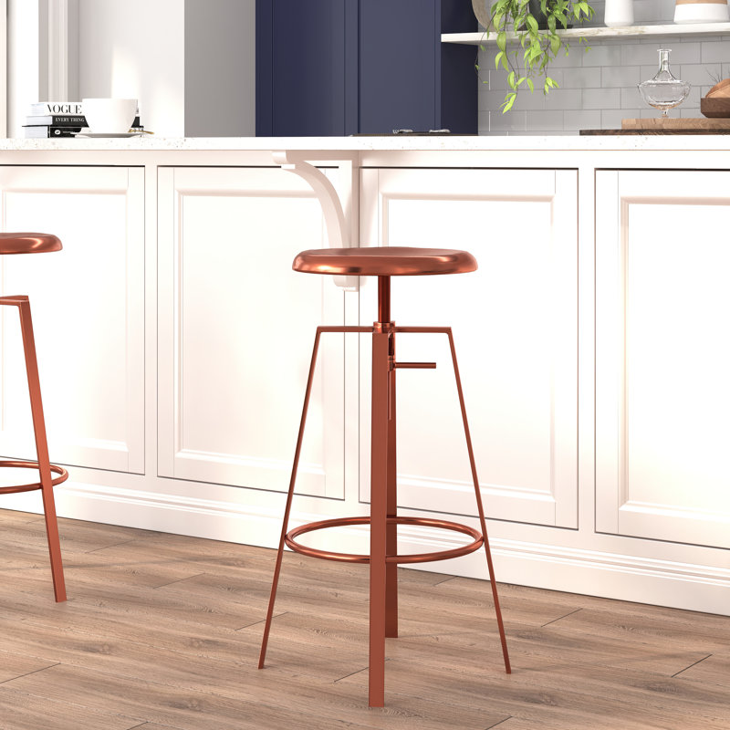 Lukachukai Swivel Adjustable Height Counter Extra Tall Stool with Metal Frame, Pink