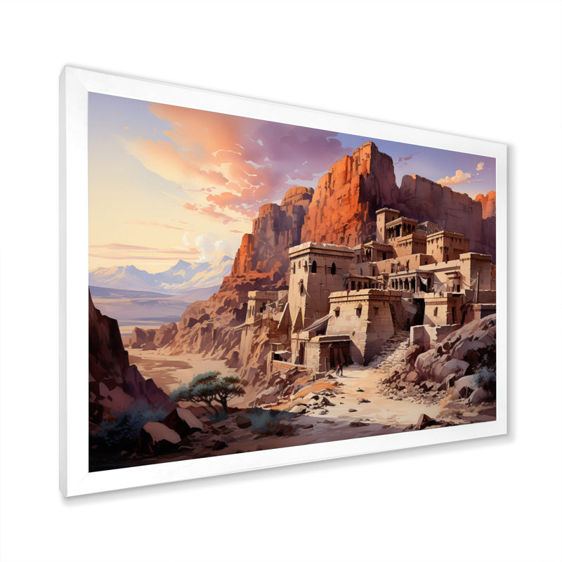 " Egypt Valley Of Kings ", 16" H x 32" W x 1" D, White Picture Framed
