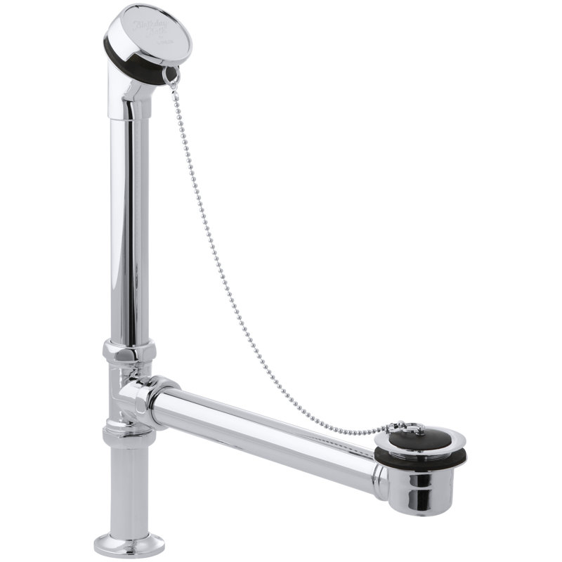 Antique 1.5" Chain and Plug Bathroom Sink Drain with Overflow, Polished Chrome