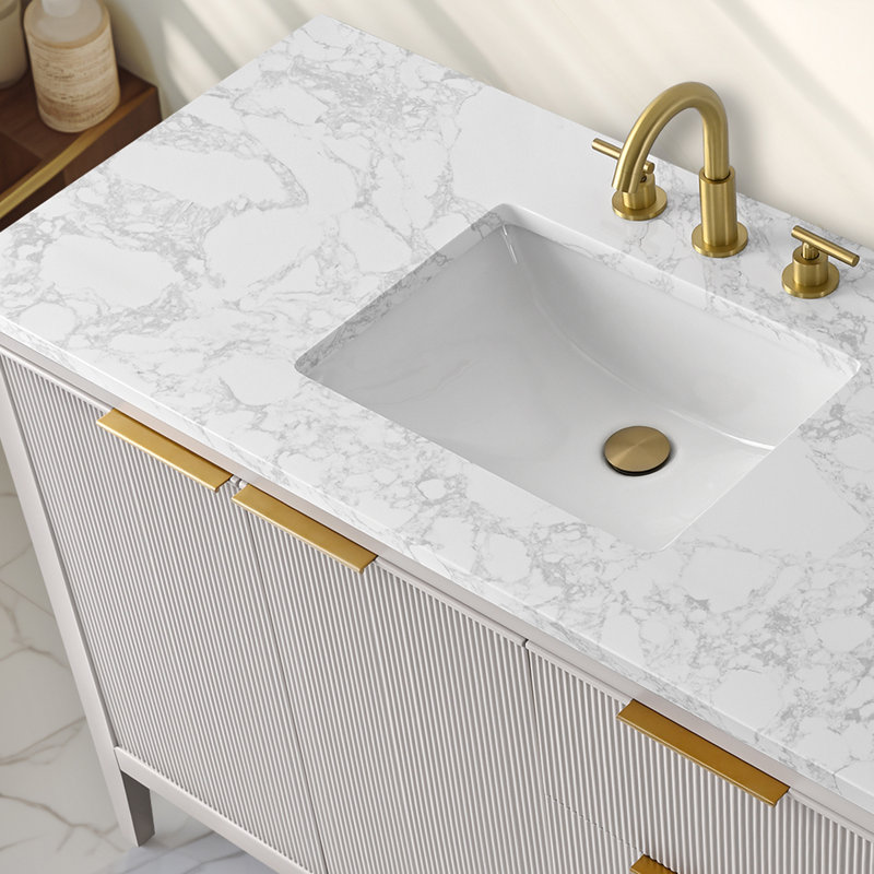 Emma 48" W Single Vanity, Taupe/Brushed Bronze