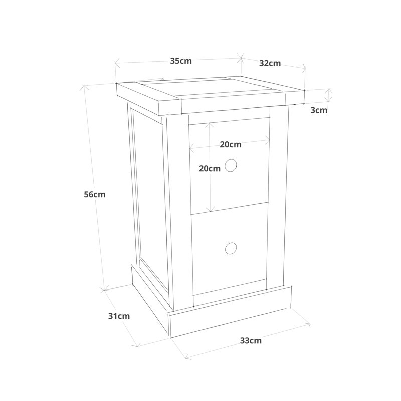 Pharsalia 35cm W Solid + Manufactured Wood Bedside Table, Light Grey, Brass Knob