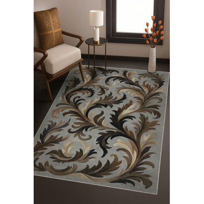 Tapis bleu tissé lavable rétro Mosso