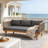 Kamanda Patio Acacia Wood 3-Seater Sofa with Rope & Water-Repellent Cushions-124585636