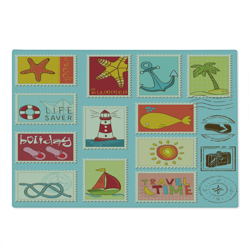 Ambesonne Seascape Cutting Board Large Size Nautical Theme Anchor Multicolor