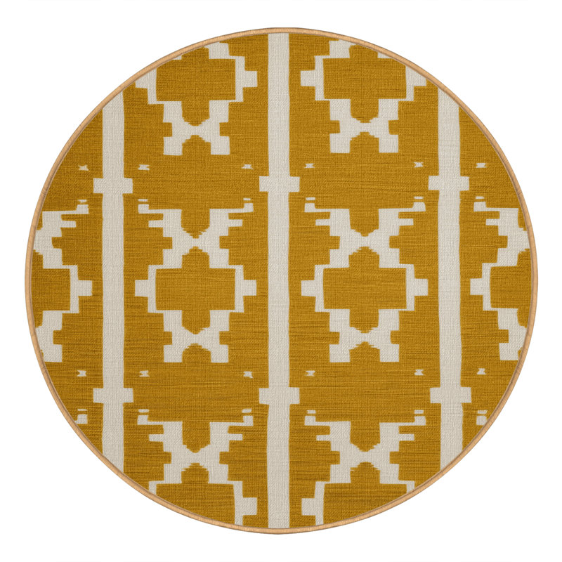 Tapis brun treillis lavable à la machine, Rond 5 pi