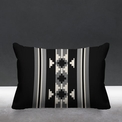 Sakari Geometric and Ikat Outdoor Reversible Throw Pillow