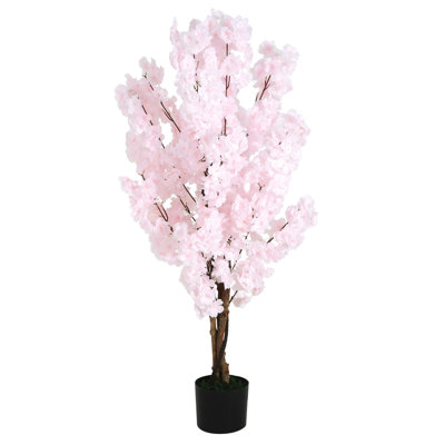Cerisier artificiel 43 po avec pot - Soie et bois réalistes, pré-empoté, facile à entretenir, sans assemblage, l 30 po x P H, décor en bois rose, à entretenir,