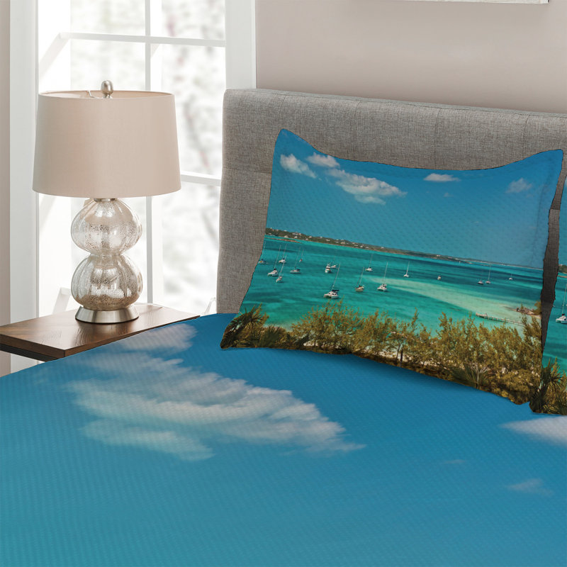 Coastal Polyester Coverlet, King Bedspread + 2 Shams