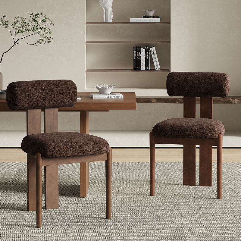 Chaises de salle à manger rembourrées modernes avec pieds en bois massif, Marron foncé
