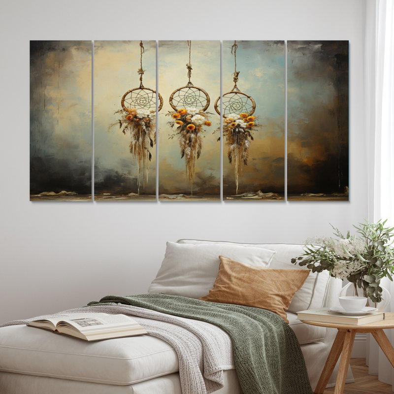 Ensemble de décorations murales en métal Beige