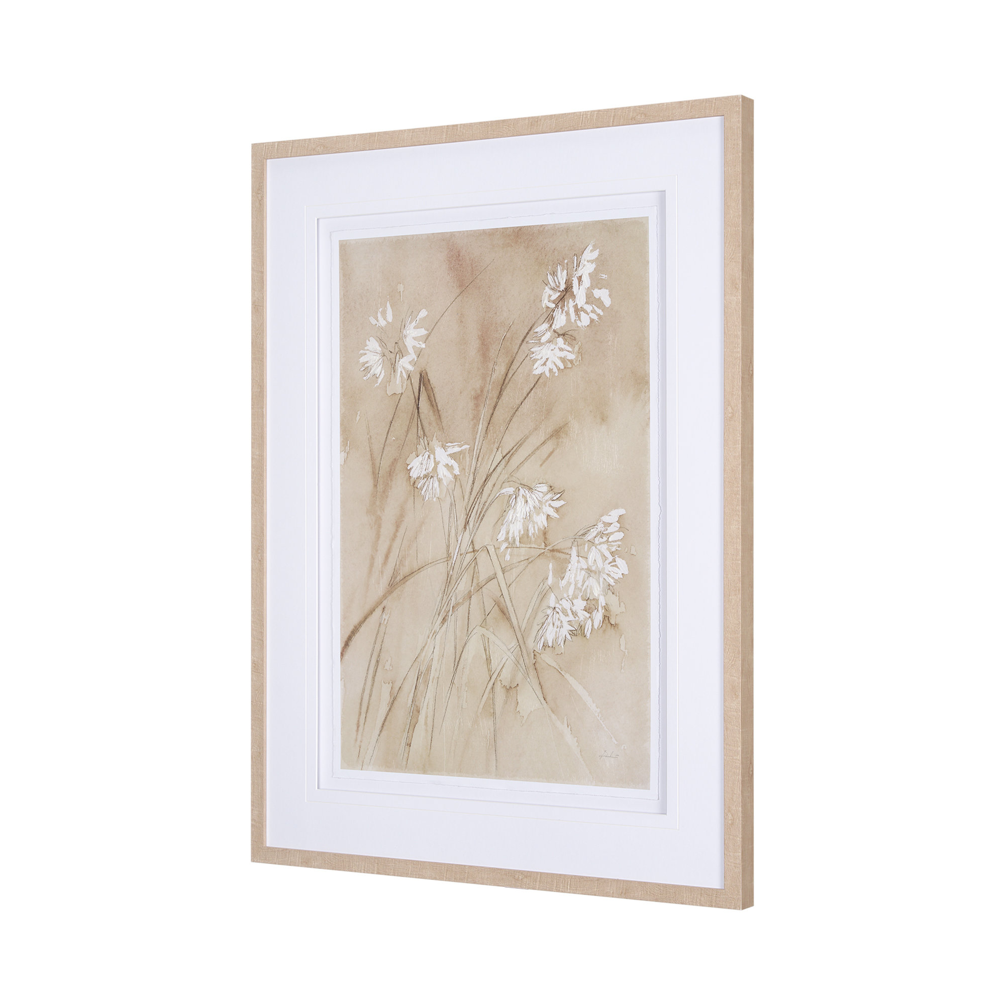 Wildflowers I Charcoal a Hand Embelished Textured Framed Art Print, 41.5" H x 31.5" W, Brown, Wildflower I