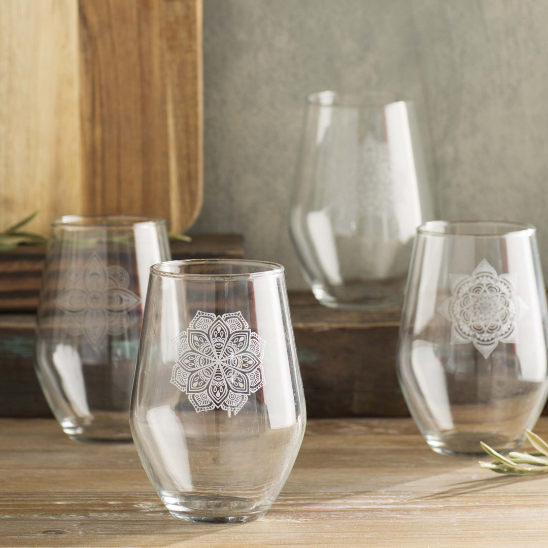 Leandra 19oz. Wine Glass Set (Set of 4) Dakota Fields