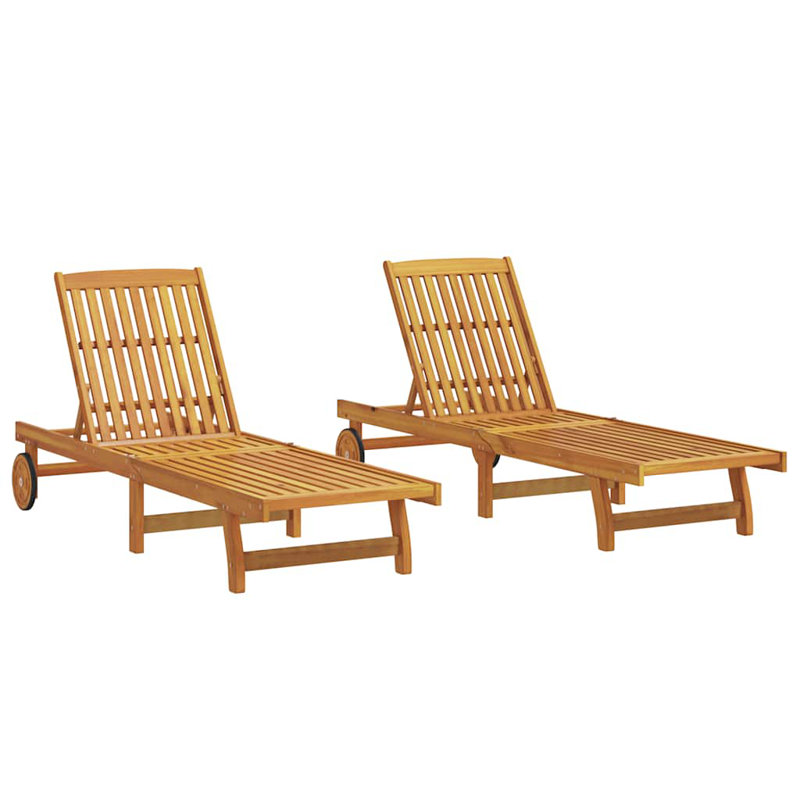 Ensemble de 2 chaises longues vidaXL standard en bois d'acacia massif