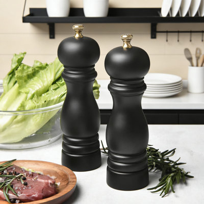 Wooden Salt And Pepper Grinder Set Of 2 With Adjustable Ceramic Grinder Mechanism For Coarse To Fine Grind