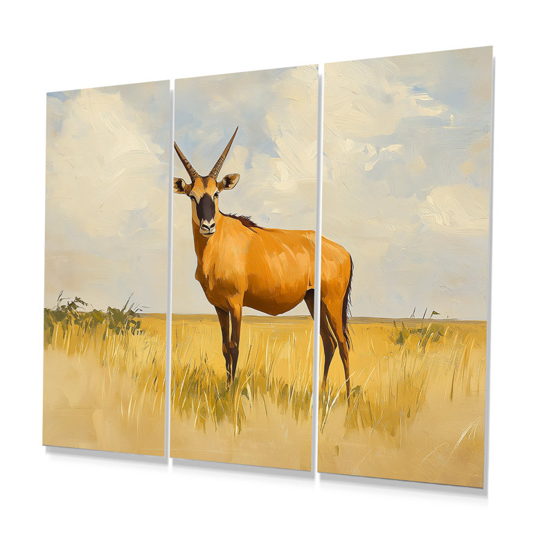 «Hartebeest Hunt In Tanzanie II - Antelope», ensemble d'art mural, H 28 po x l 36 po, Impression sans cadre en métal