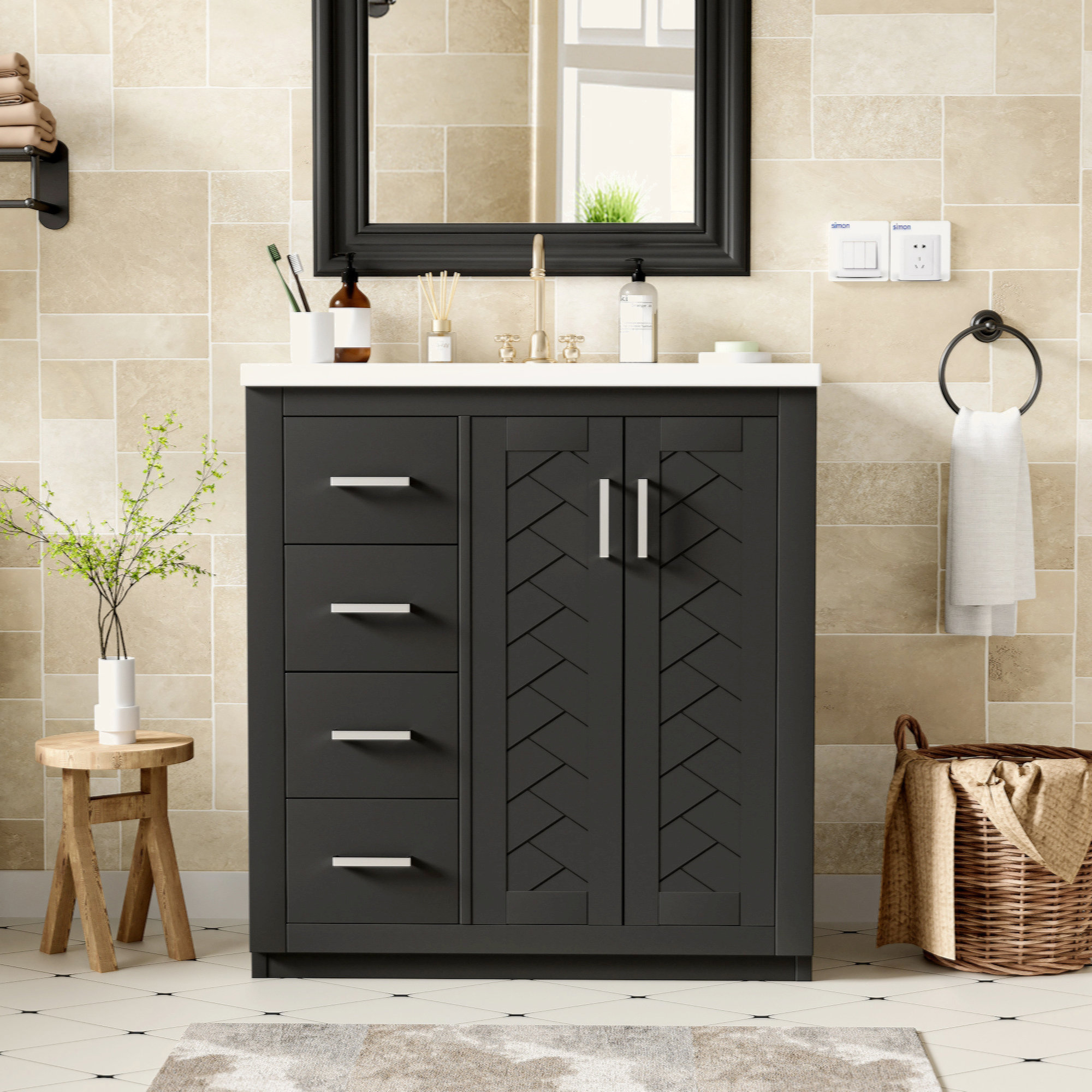 Winston Porter Hansdieter 30'' Bathroom Vanity With Ceramic Sink Combo