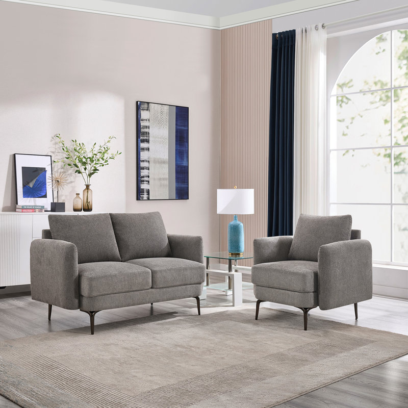Delbreco 1+2 Seater Fabric Sofa Set, Mocha
