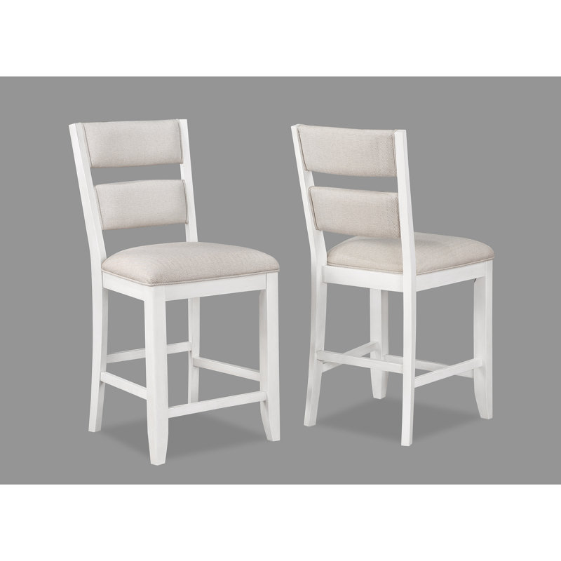 Ensemble de 2 chaises de salle à manger hautes, blanches et crème, avec dossier rembourré, pour usage domestique
