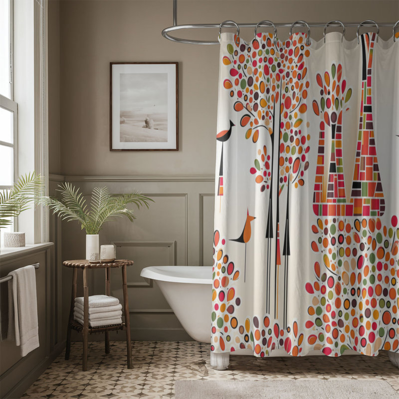 Zarmig Abstract Shower Curtain, 74"H x 71"W