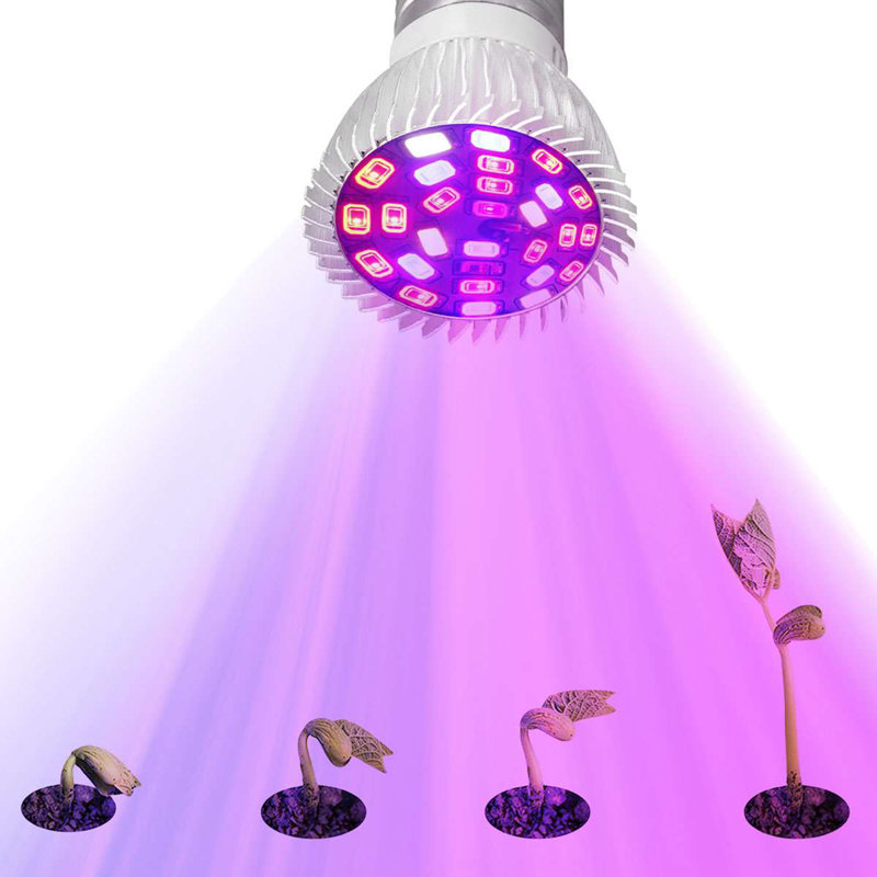 Grow Light Bulbs Full Spectrum Plant Growing Lamp E27 Base