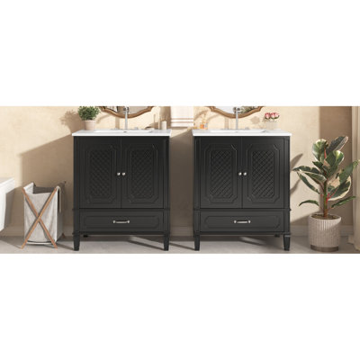 Meuble-lavabo double 60 po. Espace de rangement généreux. 2 armoires, tiroirs. Noir. Attrait décoratif classique. Meuble-lavabo facile à assembler. Meuble spacieux et fonctionnel. Conception. Installation simple